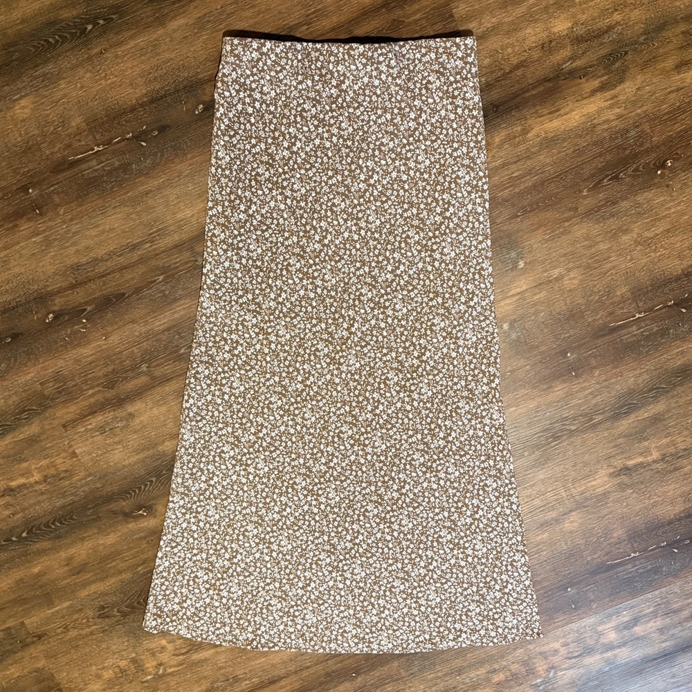 Altar’d State | Floral Midi Skirt | Brown Beige | Size XL - Picture 4 of 13
